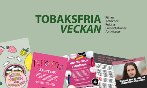 Bild på olika affischer som visar vad som finns att använda under Tobaksfria veckan.