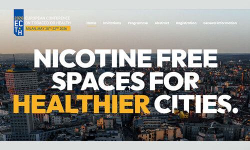 Foto där det står Nicotine free spaces for healthier cities. Det handlar om European Conference on Tobacco or Health - Ectoh
