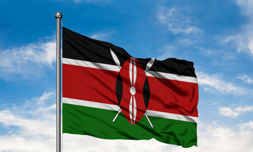 Kenya flagga. Bilden syftar till att visa att Barn kan köpa vitt snus och e-cigaretter i Kenya.