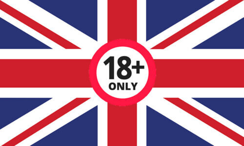 Bild på Storbrittaniens flagga och texten 18+ only, syftar till att visa att england inför 18-årsgräns