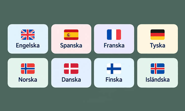 grafiskt element på flaggor. Visar att Tobaksfakta nu finns på fler språk
